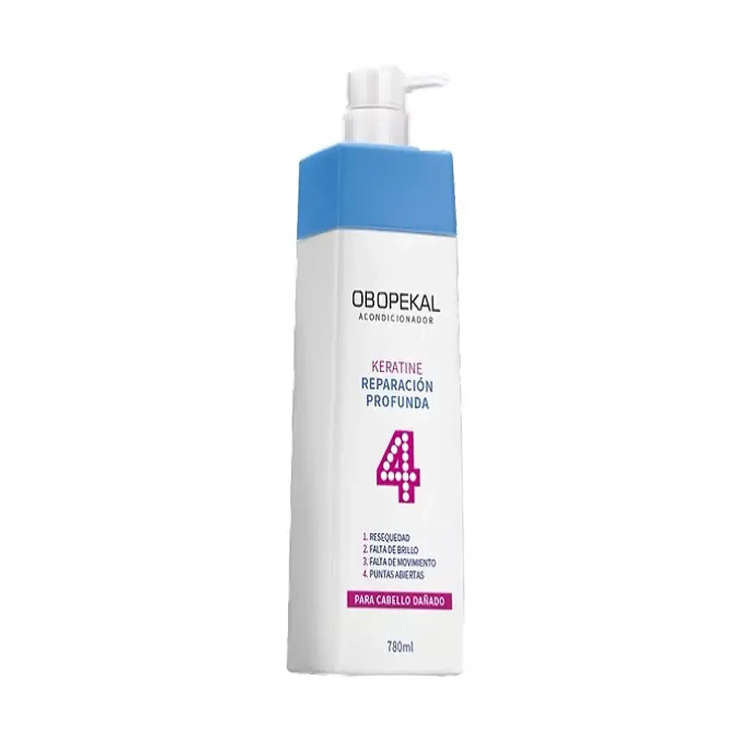 Acondicionador Obopekal Reparación Total 4 de 780ml para el tratamiento intensivo de cabellos dañados, proporcionando suavidad, brillo y restauración profunda