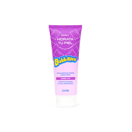 Exfoliante capilar Bubbaluu con aroma a uva de 200ml, diseñado para la purificación del cuero cabelludo, renovación celular y aporte de brillo saludable al cabello.