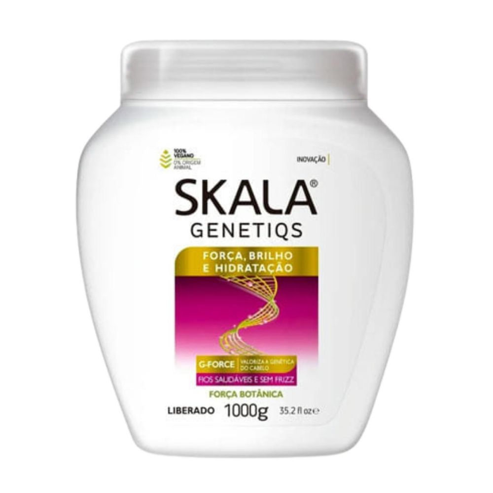 Máscara y Crema de Peinar Skala Expert Genetiqs 1000g: Tratamiento de "Fuerza Botánica" y restauración de masa capilar; fórmula 2-en-1 enriquecida con proteínas vegetales diseñada para engrosar la fibra, combatir el adelgazamiento y devolver la vitalidad a cabellos porosos y debilitados.
