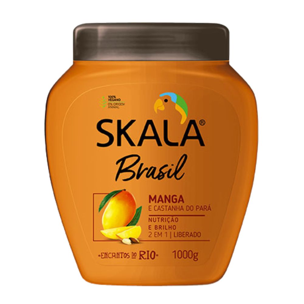 Máscara Skala Expert Manga e Castanha-do-Pará 1000g: El dúo tropical de "Hidratación Nutritiva"; fórmula 2-en-1 vegana y liberada que combina la frescura del Mango con el poder lipídico de la Castanha para devolver la humedad, combatir la opacidad y suavizar rulos 3ABC.