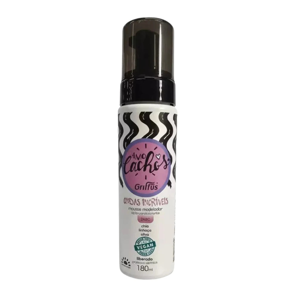 Mousse Ondas Increíbles Griffus de 180ml para definir ondas naturales, aportar movimiento y brillo sin dejar el cabello pesado.