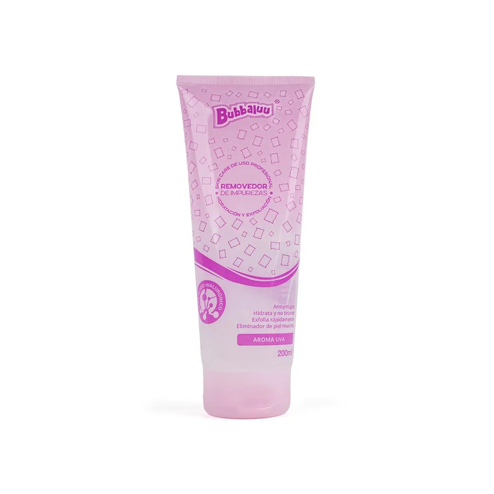 Removedor de impurezas facial Bubbaluu con aroma a uva, diseñado para una limpieza profunda de poros, eliminación de suciedad y cuidado diario de la piel.