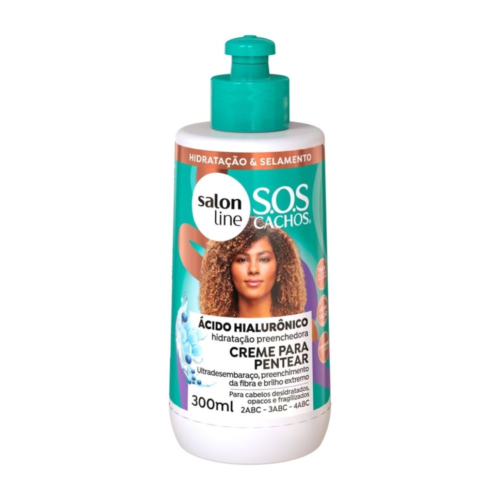 CREMA DE PEINAR S.O.S CACHOS ÁCIDO HIALURÓNICO #TO DE CACHOS SALON LINE 300 ML - KOCH PROFESSIONAL
