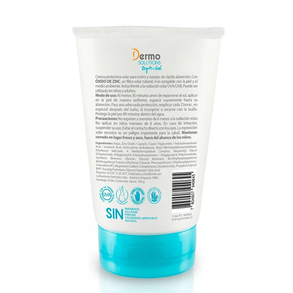 PROTECTOR SOLAR ÓXIDO DE ZINC FPS 50 DERMO SOLUTIONS 100 GR