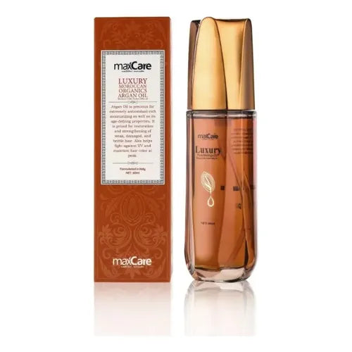 Aceite de Argán Maxcare de 60ml para tratamiento capilar reparador, sellado de puntas y control de frizz con brillo intenso