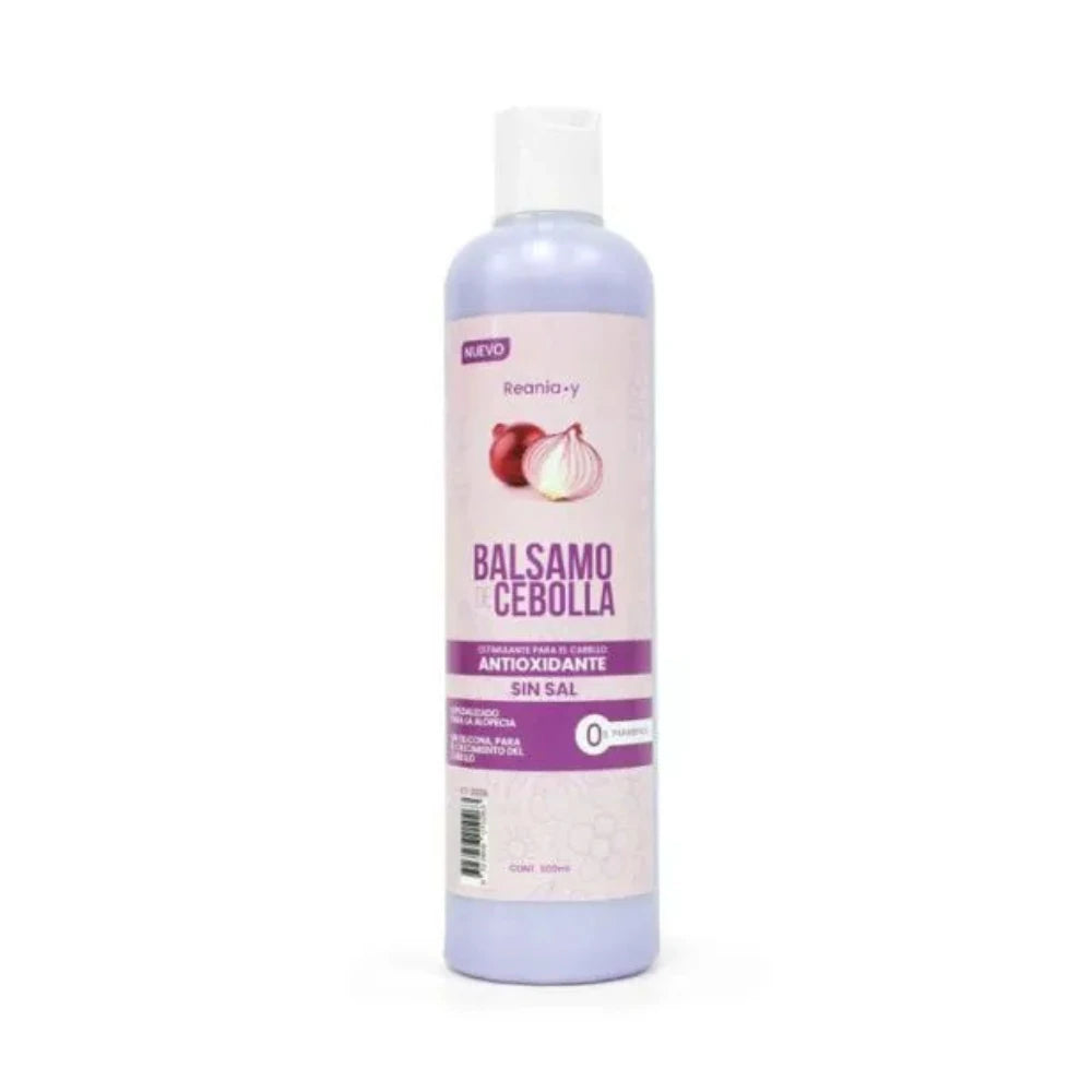 Acondicionador de cebolla Reaniay de 500ml para hidratación profunda, brillo intenso y sellado de puntas en todo tipo de cabello.