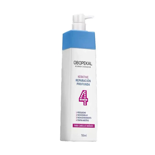 Acondicionador Obopekal Reparación Total 4 de 780ml para el tratamiento intensivo de cabellos dañados, proporcionando suavidad, brillo y restauración profunda