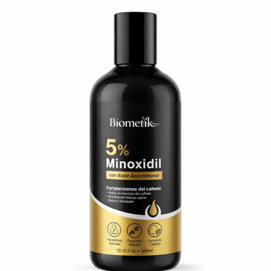 Acondicionador Biometik de 300ml formulado para el tratamiento anticaída y recrecimiento del cabello, diseñado para fortalecer la fibra capilar y estimular un crecimiento saludable