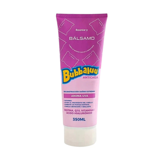 ACONDICIONADOR capilar Bubbaluu de 350ml con aroma a uva, formulado para desenredar, hidratar profundamente y aportar protección antioxidante al cabello