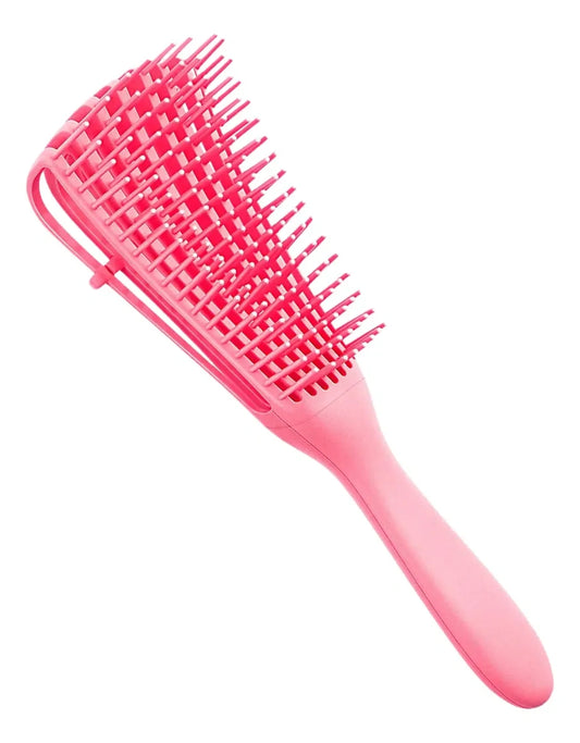 Cepillo desenredante rosado ergonómico para rulos y cabello 3ABC, desenreda sin tirones y evita el quiebre de la fibra capilar.
