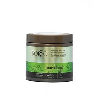mascara de 500ml de Crema Capilar Rocco Macadamia Oil para tratamiento de nutrición profunda, hidratación y reparación de cabello seco o dañado