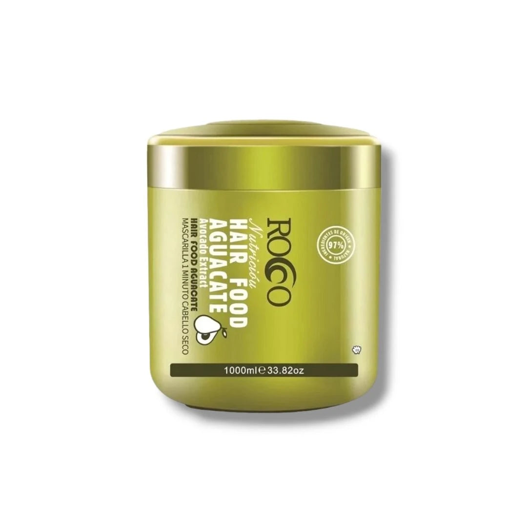 Pote de 1000ml de Crema para Peinar Rocco con extracto de aguacate para nutrición profunda, hidratación y control de frizz en cabellos secos o rebeldes