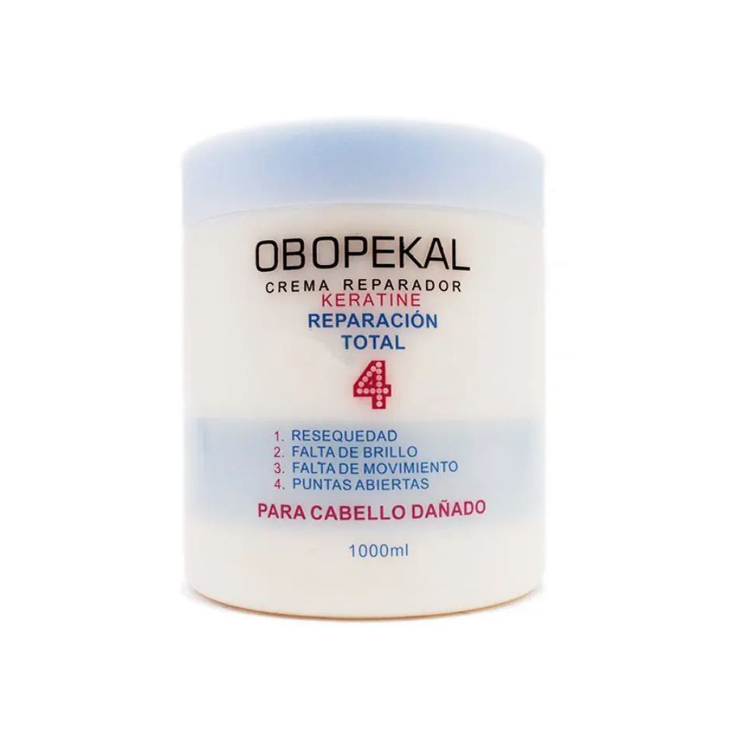 mascara de 1000ml de Crema Obopekal Total 4 Reparación Profunda para tratamiento intensivo de cabellos extra secos y dañados