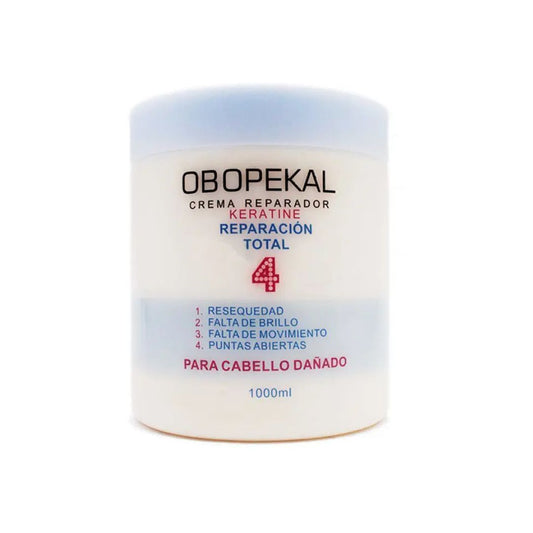 mascara de 1000ml de Crema Obopekal Total 4 Reparación Profunda para tratamiento intensivo de cabellos extra secos y dañados