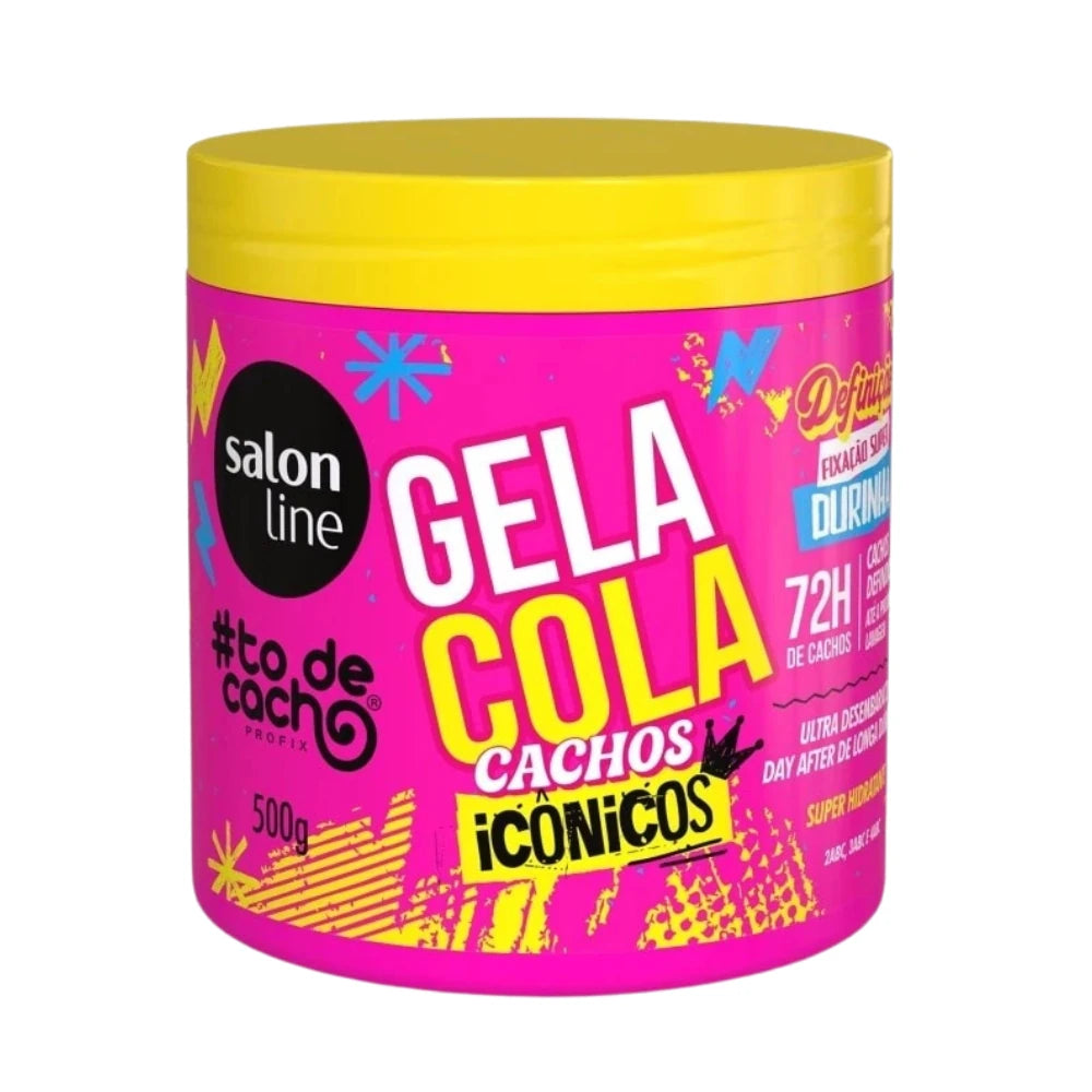 Gelacola Icônicos Salon Line Tô de Cacho de 500g para fijación ultra fuerte de rulos, máxima definición y control de bordes en cabellos 3ABC.