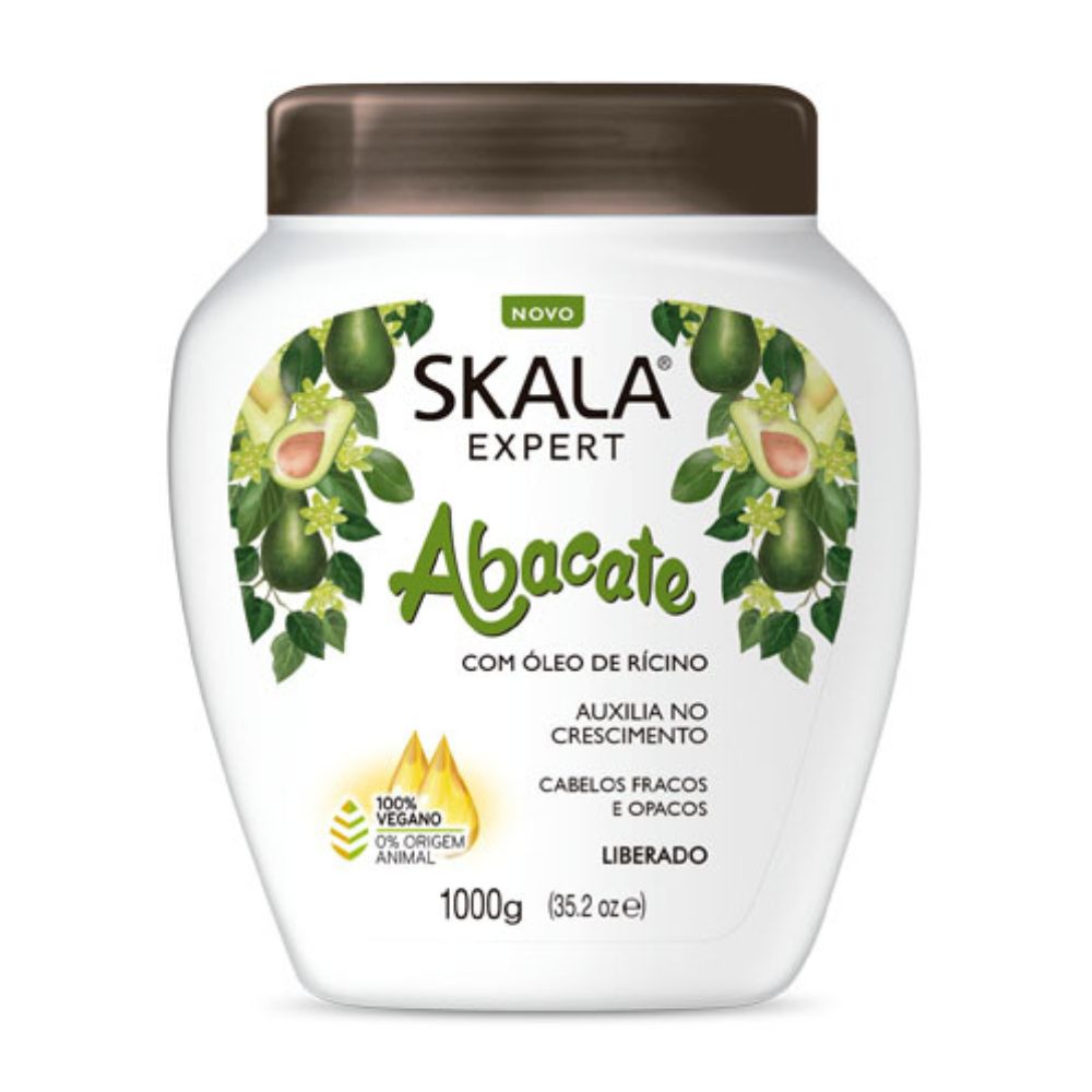 Máscara Skala Expert Bomba de Vitaminas Abacate 1000g: El tratamiento "Súper-Hidratante" para el crecimiento saludable; fórmula 2-en-1 enriquecida con Aceite de Aguacate, Aloe Vera y Óleo de Rícino que restaura la suavidad, elimina la sequedad y fortalece rulos tipo 2ABC, 3ABC y 4ABC.