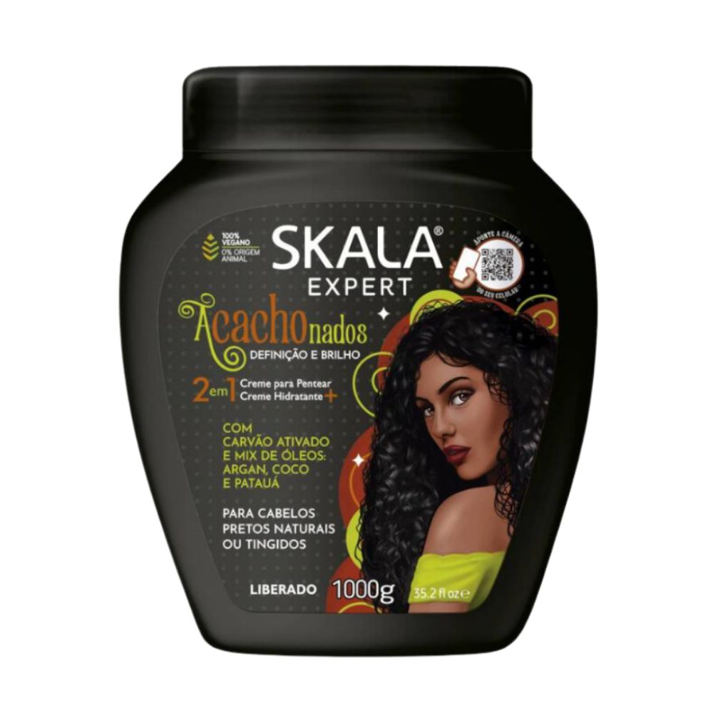 Máscara Skala Expert Acachonados 1000g: El tratamiento modelador diseñado para lograr rulos con "efecto resorte" y alta definición; fórmula 2-en-1 ultra-hidratante con Aloe Vera, D-Pantenol y Colágeno Vegetal que garantiza elasticidad, brillo extremo y una fijación flexible para patrones 2ABC, 3ABC y 4ABC.