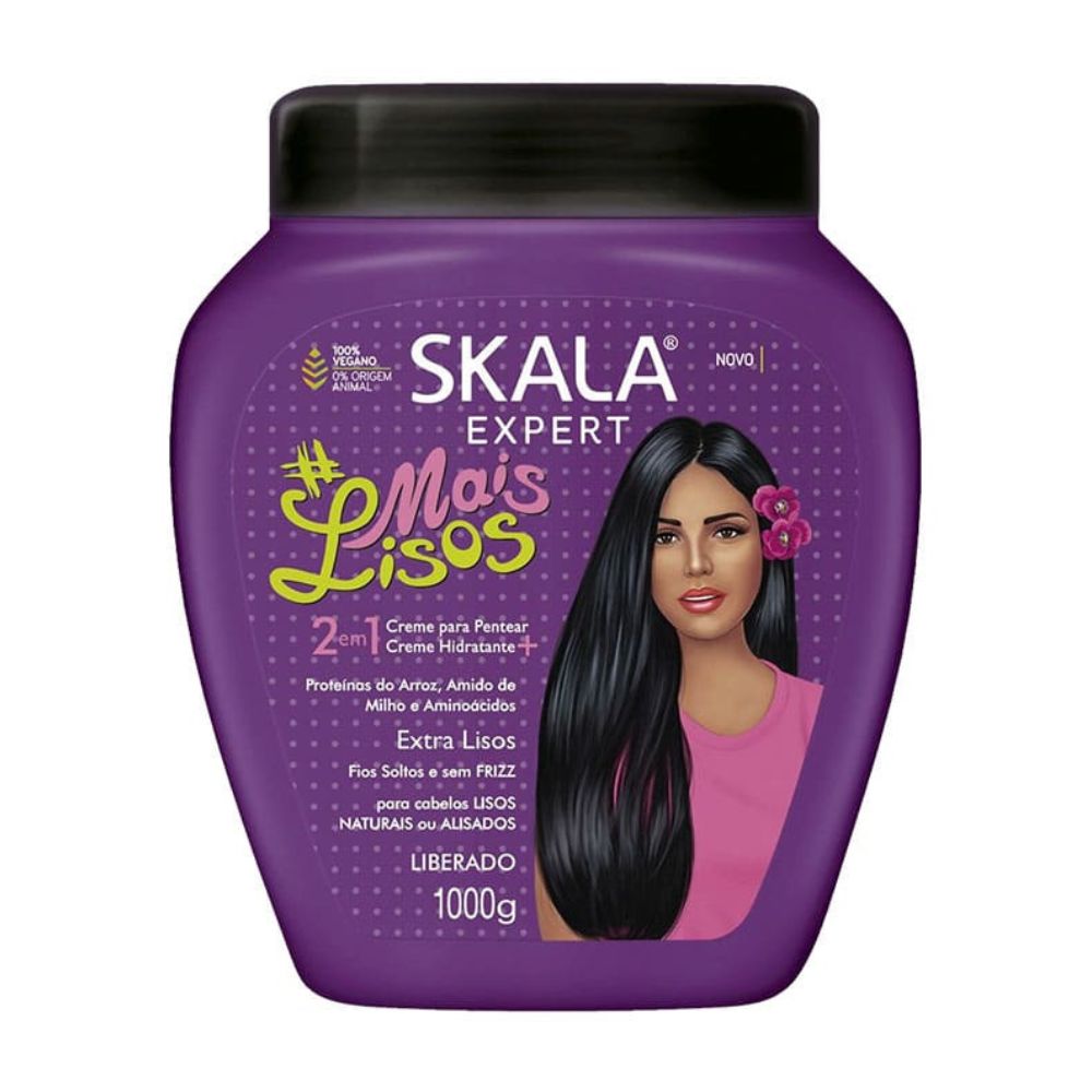 Máscara Skala Expert Mais Lisos 1000g: El tratamiento 2-en-1 de "Alineamiento Capilar" y brillo espejo; fórmula vegana y liberada enriquecida con Proteína de Arroz, Almidón de Maíz y Aminoácidos que elimina el frizz, suaviza la fibra y proporciona un efecto liso natural y fluido