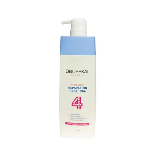 Shampoo Obopekal Reparación Total 4 de 780ml para el tratamiento intensivo de cabellos dañados, proporcionando limpieza nutritiva y restauración profunda.