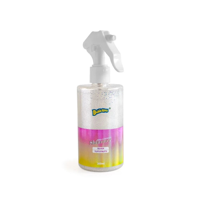 Shimmer capilar Bubbaluu con aroma a Tutti Frutti, spray con destellos brillantes para aportar un acabado luminoso y efecto glow al cabello