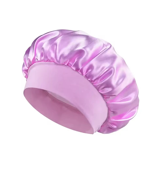 Gorra de satín rosada para dormir, protege los rulos del frizz y mantiene la hidratación del cabello 3ABC durante la noche.