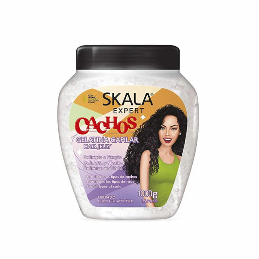 Máscara Skala Expert Gelatina de 1000g para máxima definición, fijación de rulos tipo 3ABC y nutrición profunda con colágeno vegetal y aminoácidos.