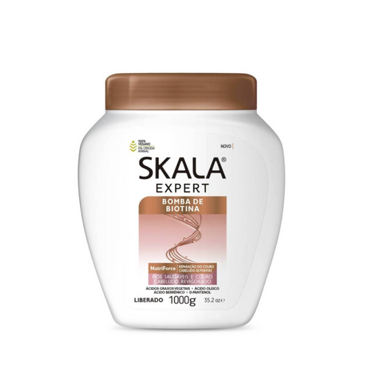 Máscara Skala Expert Bomba de Biotina de 1000g para fortalecimiento capilar, prevención de la caída y crecimiento saludable en cabellos rulos 3ABC y todo tipo de cabello.