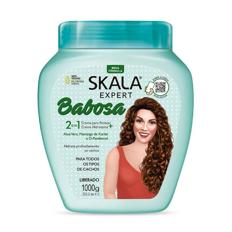 Máscara Skala Expert Babosa de 1000g para hidratación profunda, fortalecimiento de la fibra capilar y brillo intenso en cabellos rulos 3ABC y todo tipo de cabello.